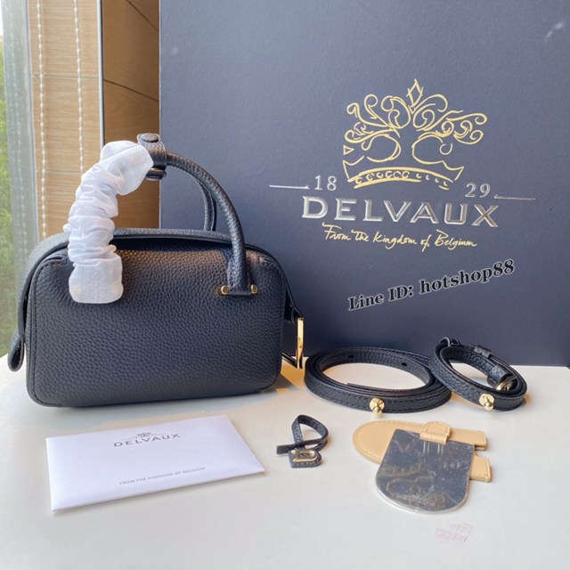 Delvaux全新系列黑色CoolBox手袋 德爾沃專櫃Nano尺碼體閑無縫手提女包 bxs1183